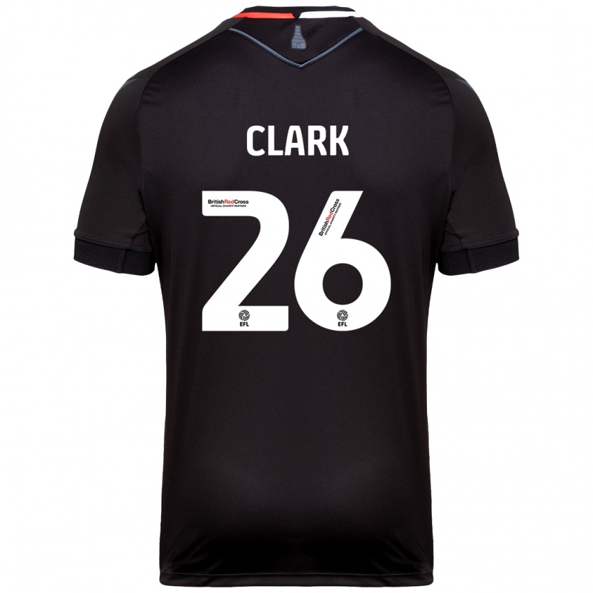 Męski Ciaran Clark #26 Czarny Wyjazdowa Koszulka 2024/25 Koszulki Klubowe