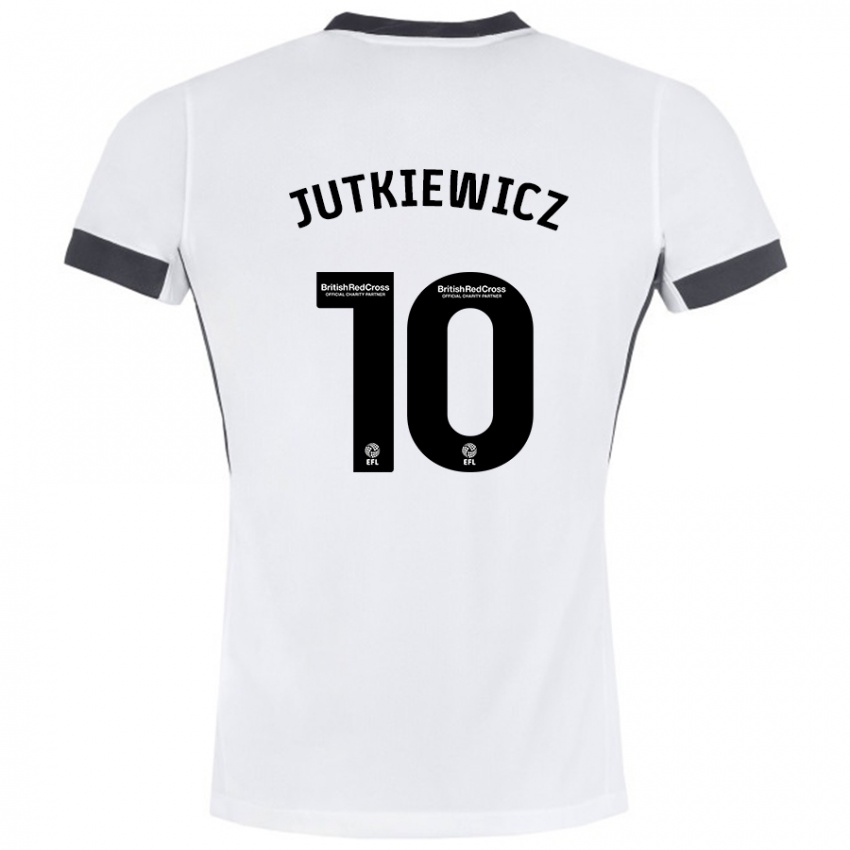 Męski Lukas Jutkiewicz #10 Biały Czarny Wyjazdowa Koszulka 2024/25 Koszulki Klubowe