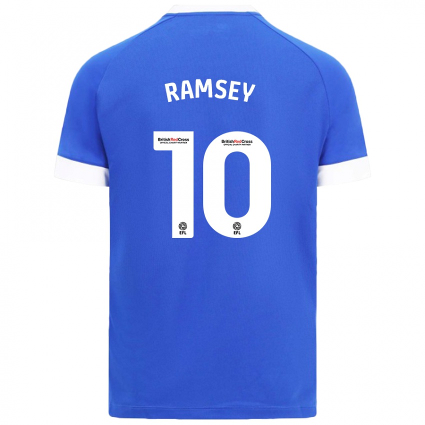 Kobiety Aaron Ramsey #10 Błękitny Niebo Domowa Koszulka 2024/25 Koszulki Klubowe