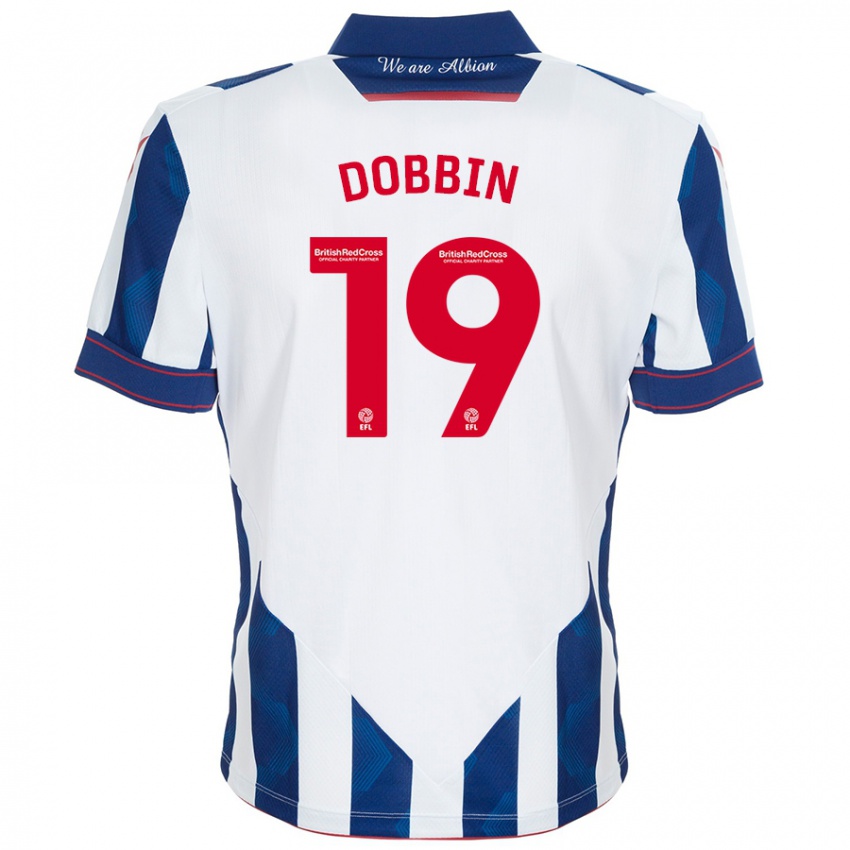 Kobiety Lewis Dobbin #19 Biały Ciemnoniebieski Domowa Koszulka 2024/25 Koszulki Klubowe