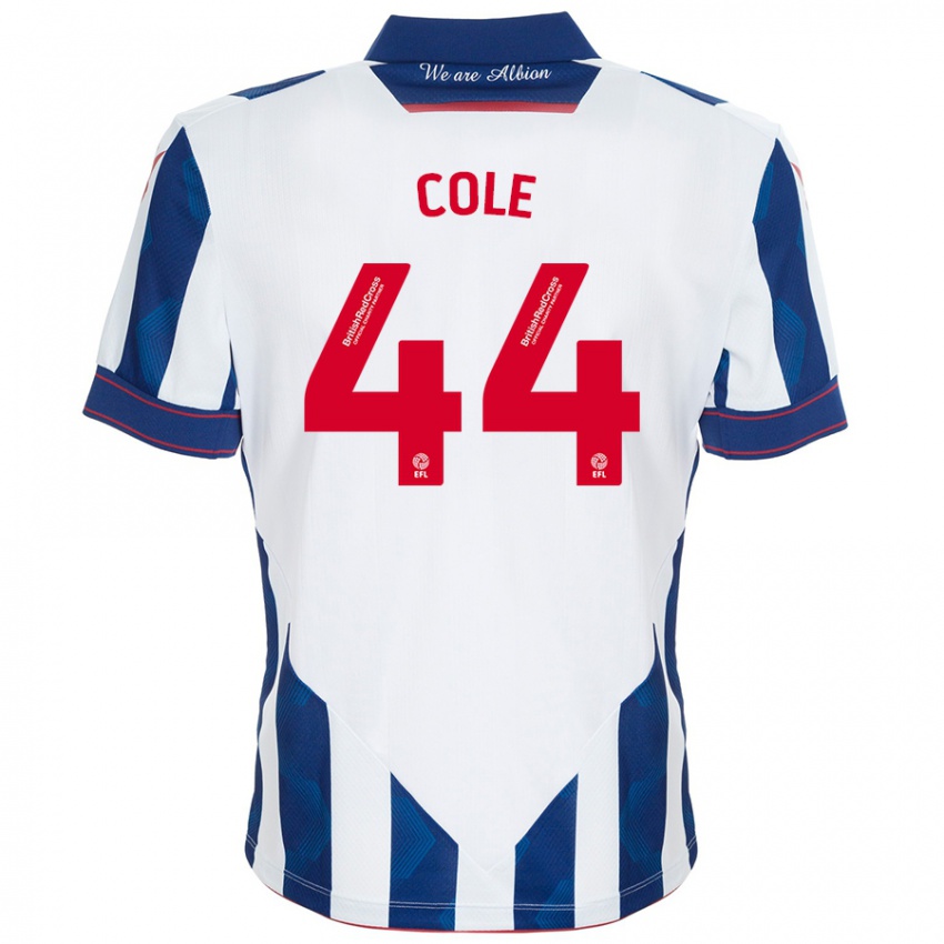 Kobiety Devante Cole #44 Biały Ciemnoniebieski Domowa Koszulka 2024/25 Koszulki Klubowe