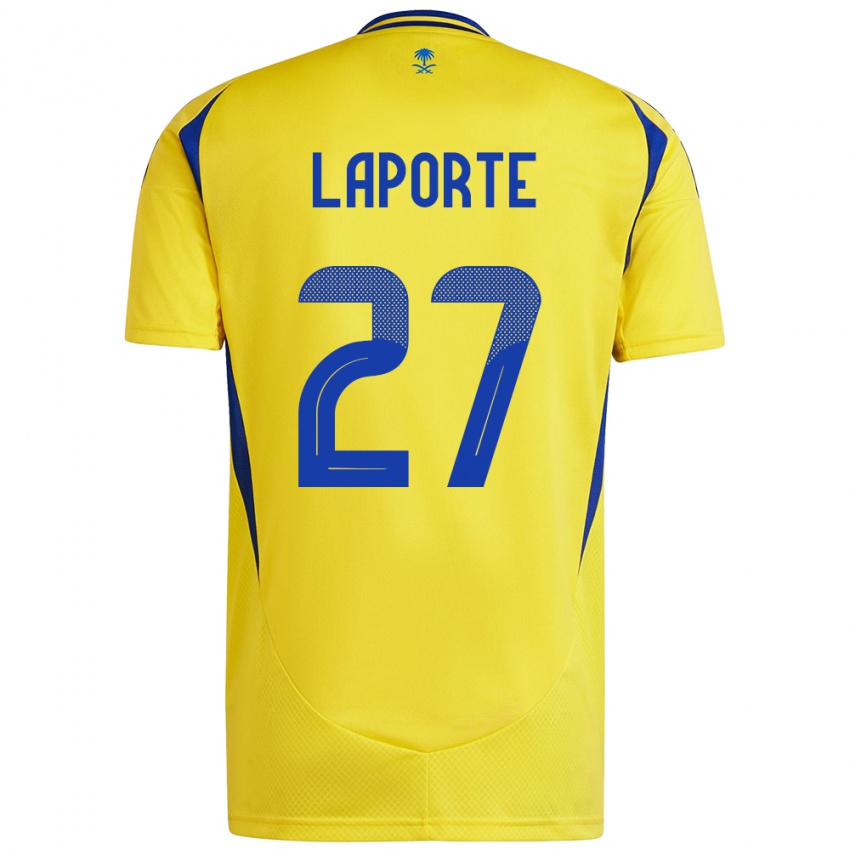 Kobiety Aymeric Laporte #27 Żółto-Niebieski Domowa Koszulka 2024/25 Koszulki Klubowe