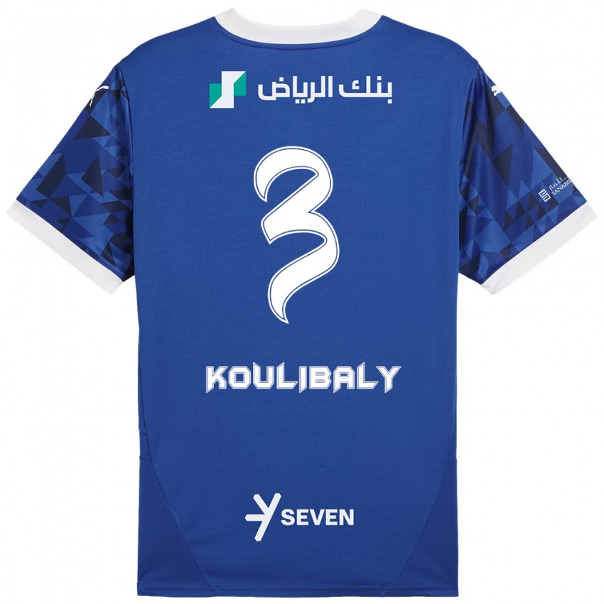 Kobiety Kalidou Koulibaly #3 Ciemnoniebieski Biały Domowa Koszulka 2024/25 Koszulki Klubowe