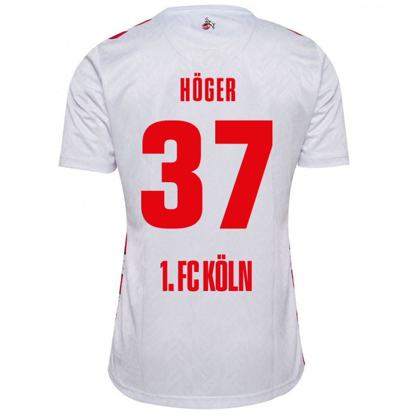 Kobiety Marco Höger #37 Biały Czerwony Domowa Koszulka 2024/25 Koszulki Klubowe