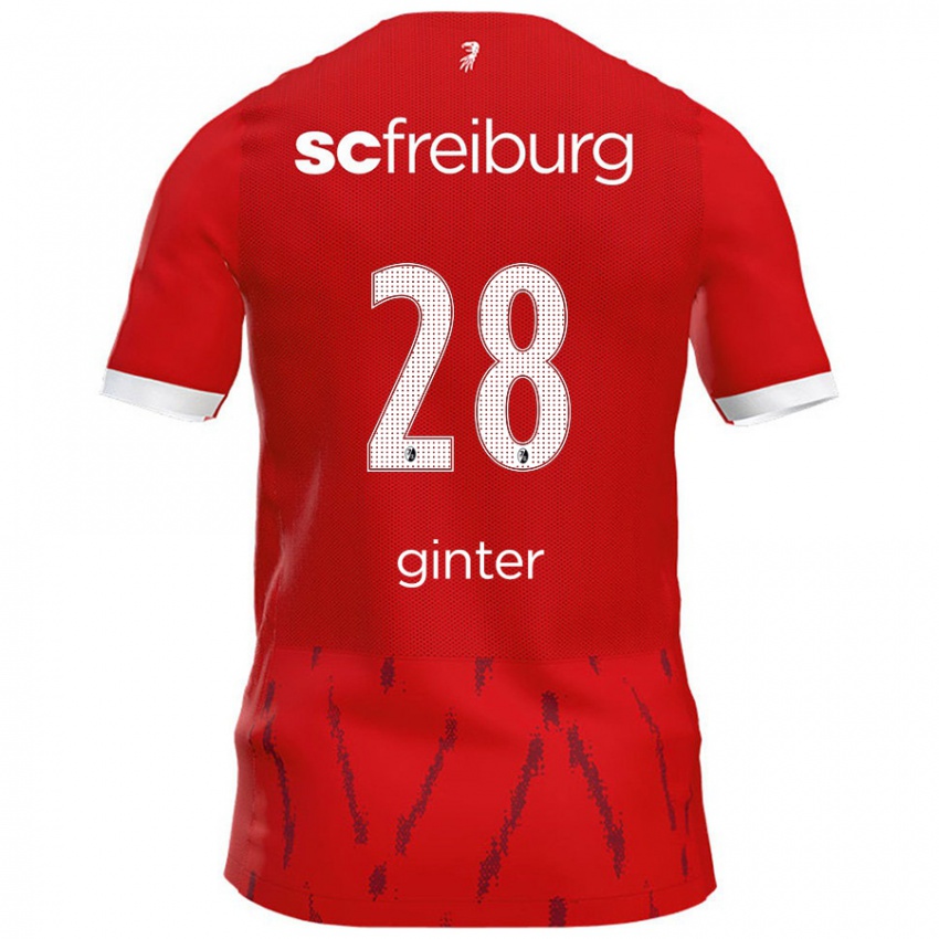 Kobiety Matthias Ginter #28 Czerwony Domowa Koszulka 2024/25 Koszulki Klubowe