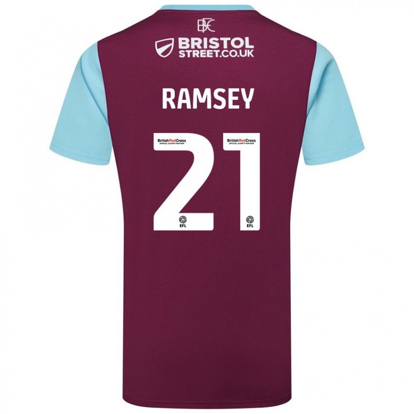 Kobiety Aaron Ramsey #21 Burgundowy Błękitny Niebo Domowa Koszulka 2024/25 Koszulki Klubowe