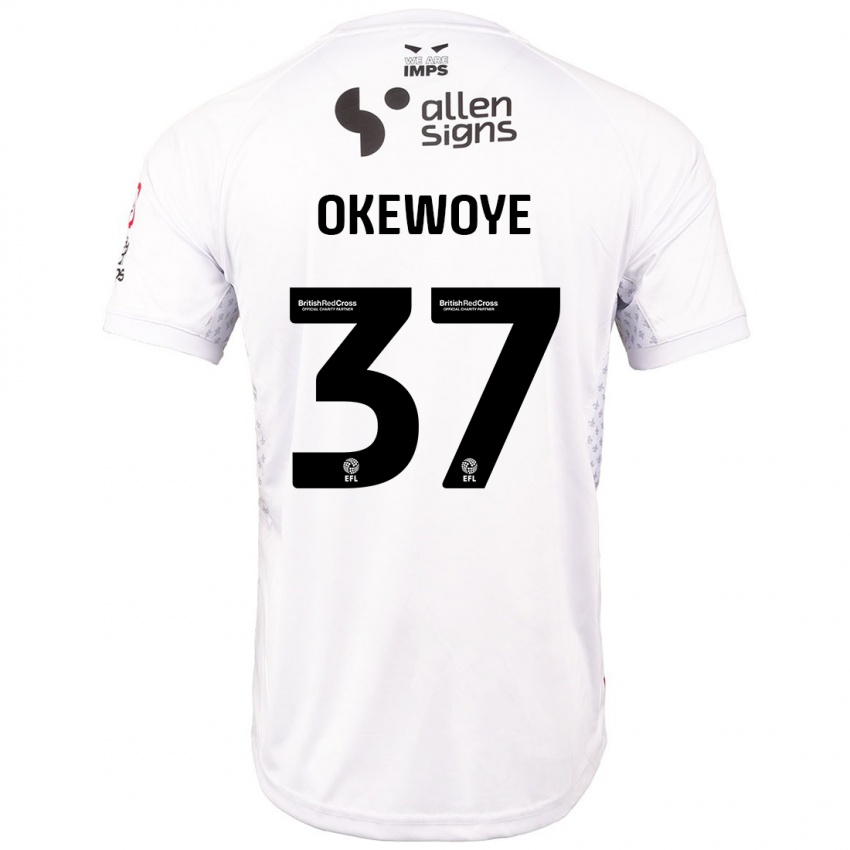 Kobiety Gbolahan Okewoye #37 Czerwony Biały Wyjazdowa Koszulka 2024/25 Koszulki Klubowe