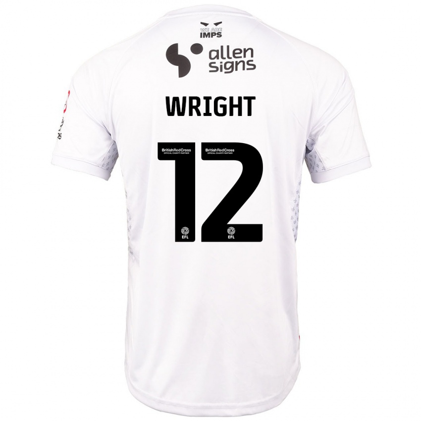 Kobiety Jordan Wright #12 Czerwony Biały Wyjazdowa Koszulka 2024/25 Koszulki Klubowe