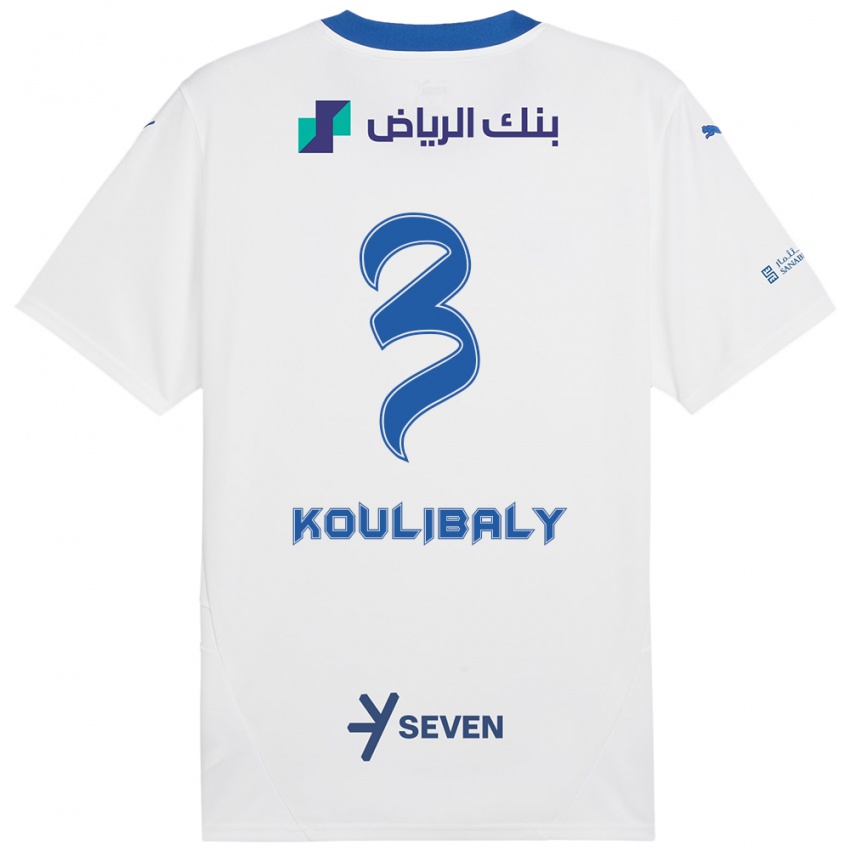 Kobiety Kalidou Koulibaly #3 Biały Niebieski Wyjazdowa Koszulka 2024/25 Koszulki Klubowe