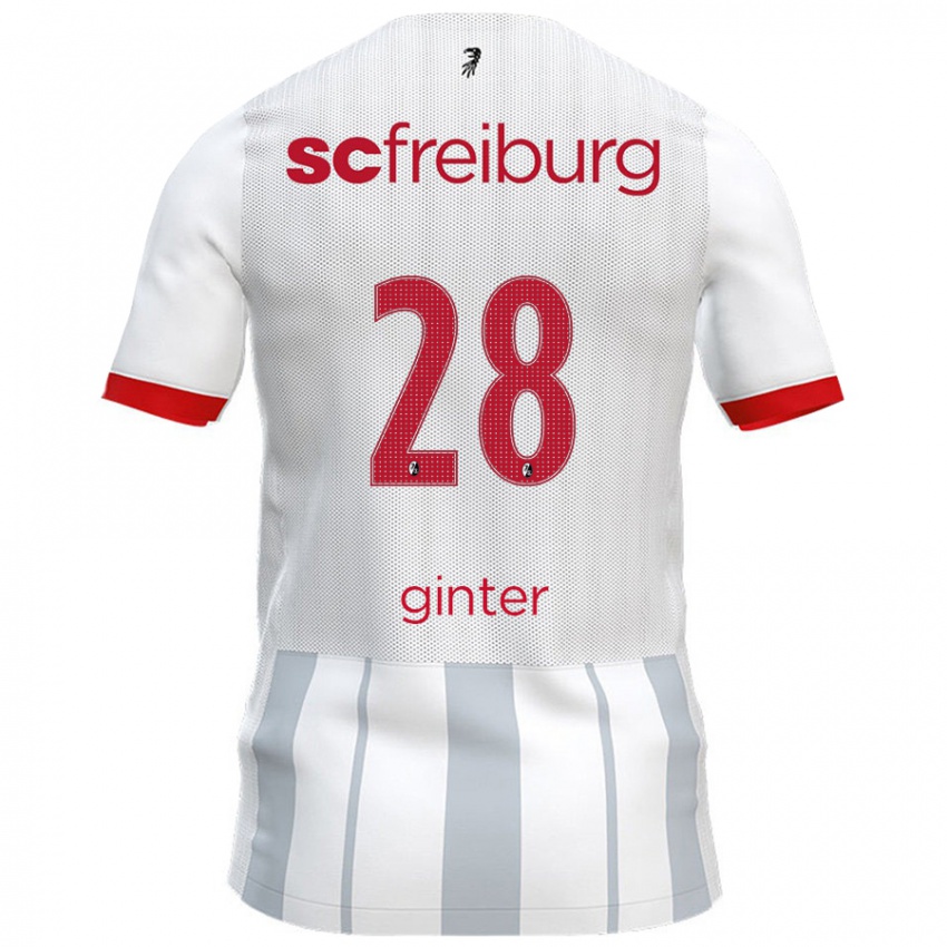 Kobiety Matthias Ginter #28 Biały Szary Wyjazdowa Koszulka 2024/25 Koszulki Klubowe