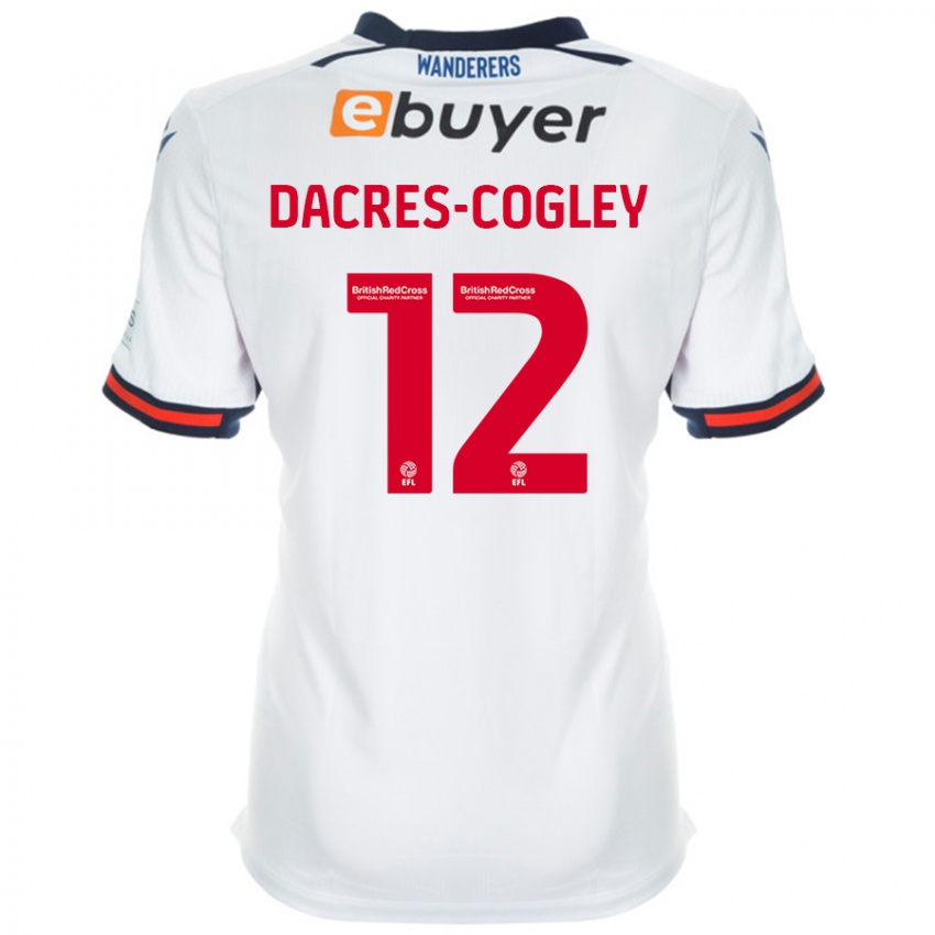 Dzieci Josh Dacres-Cogley #12 Biały Domowa Koszulka 2024/25 Koszulki Klubowe