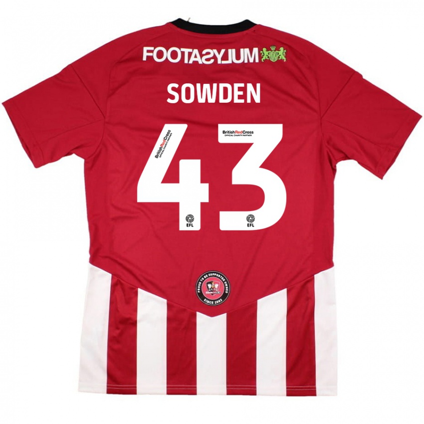 Dzieci Andrew Sowden #43 Czerwony Biały Domowa Koszulka 2024/25 Koszulki Klubowe