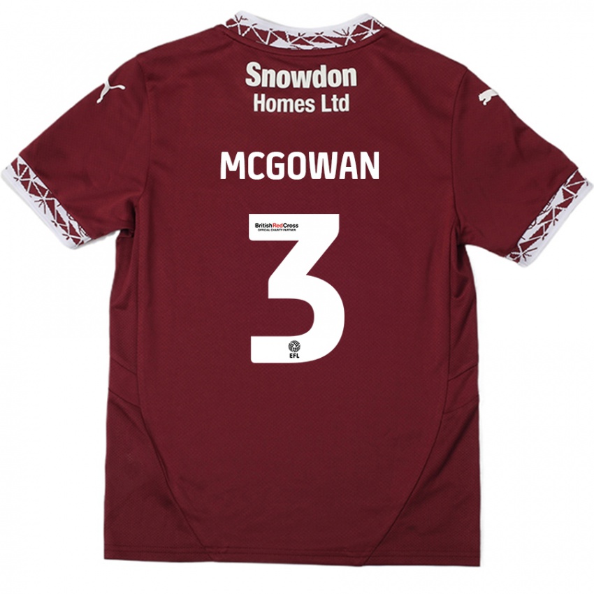 Dzieci Aaron Mcgowan #3 Burgundowy Domowa Koszulka 2024/25 Koszulki Klubowe