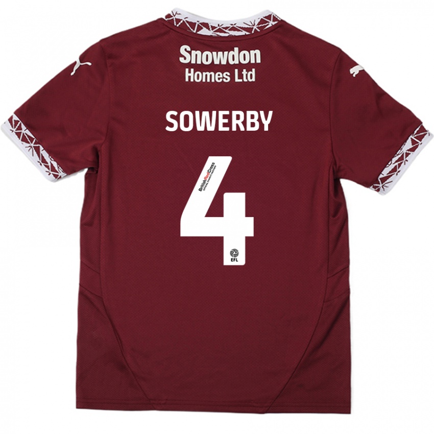 Dzieci Jack Sowerby #4 Burgundowy Domowa Koszulka 2024/25 Koszulki Klubowe