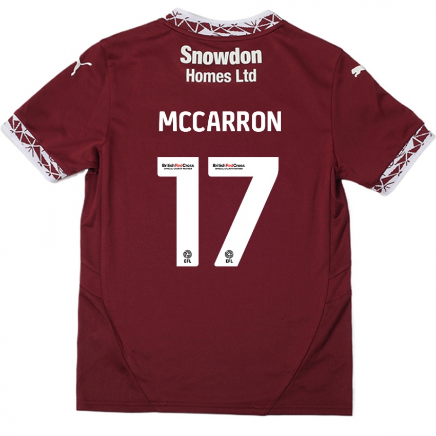 Dzieci Liam Mccarron #17 Burgundowy Domowa Koszulka 2024/25 Koszulki Klubowe