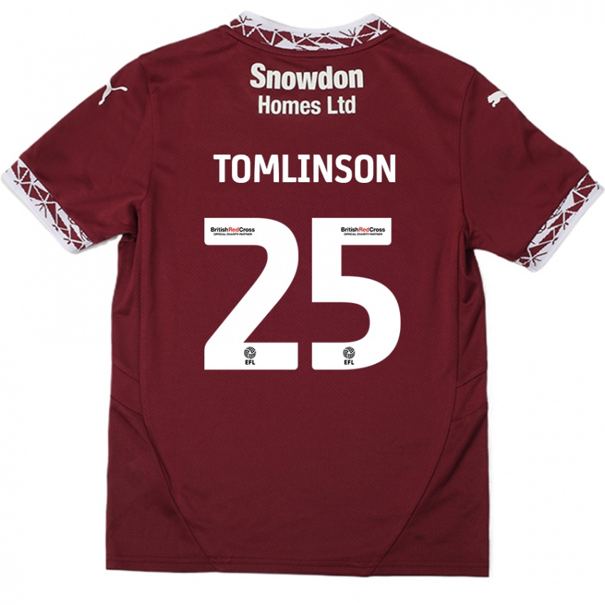 Dzieci Josh Tomlinson #25 Burgundowy Domowa Koszulka 2024/25 Koszulki Klubowe