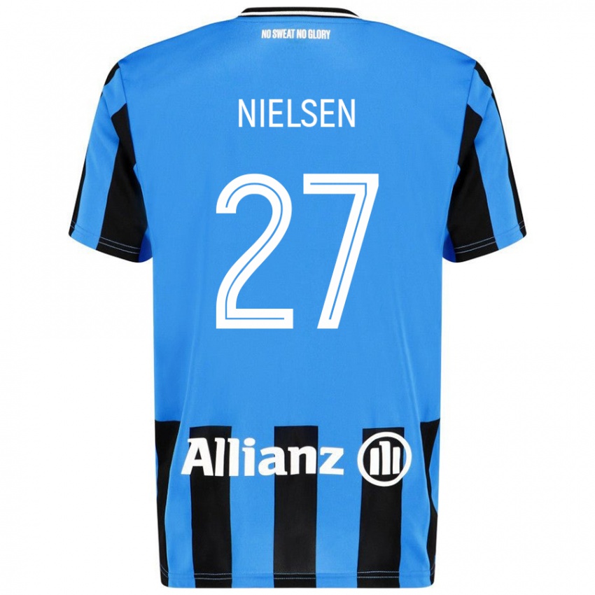 Dzieci Casper Nielsen #27 Niebieski Czarny Domowa Koszulka 2024/25 Koszulki Klubowe