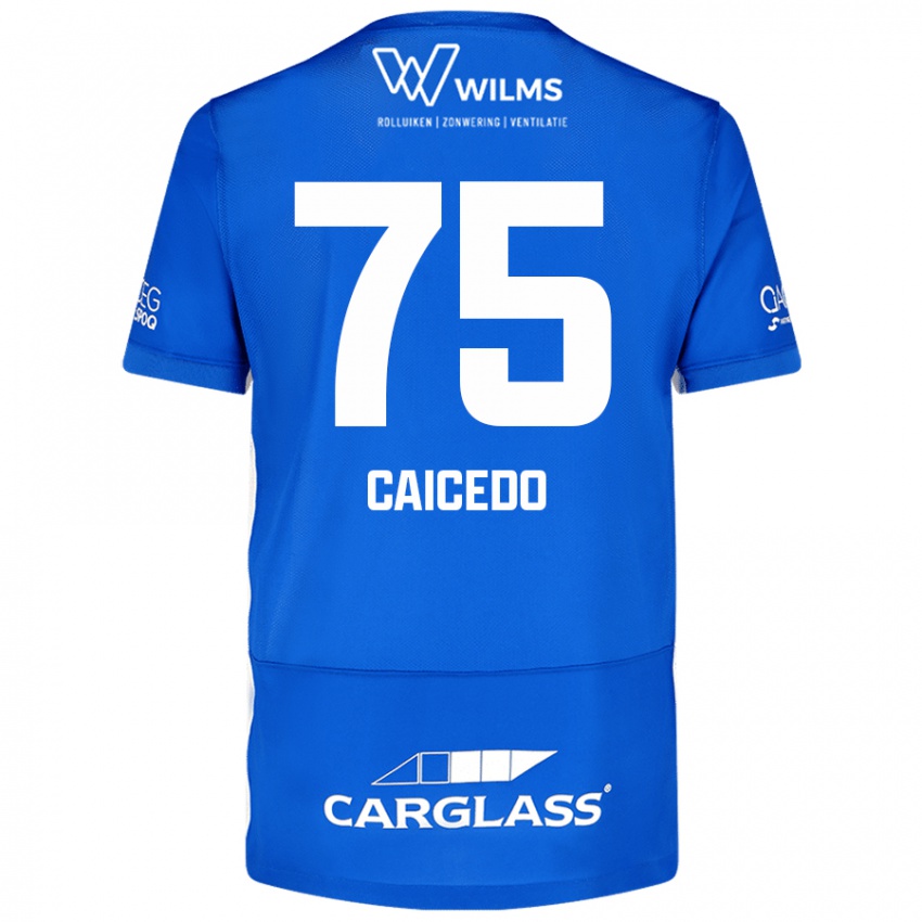 Dzieci Alfred Caicedo #75 Niebieski Domowa Koszulka 2024/25 Koszulki Klubowe