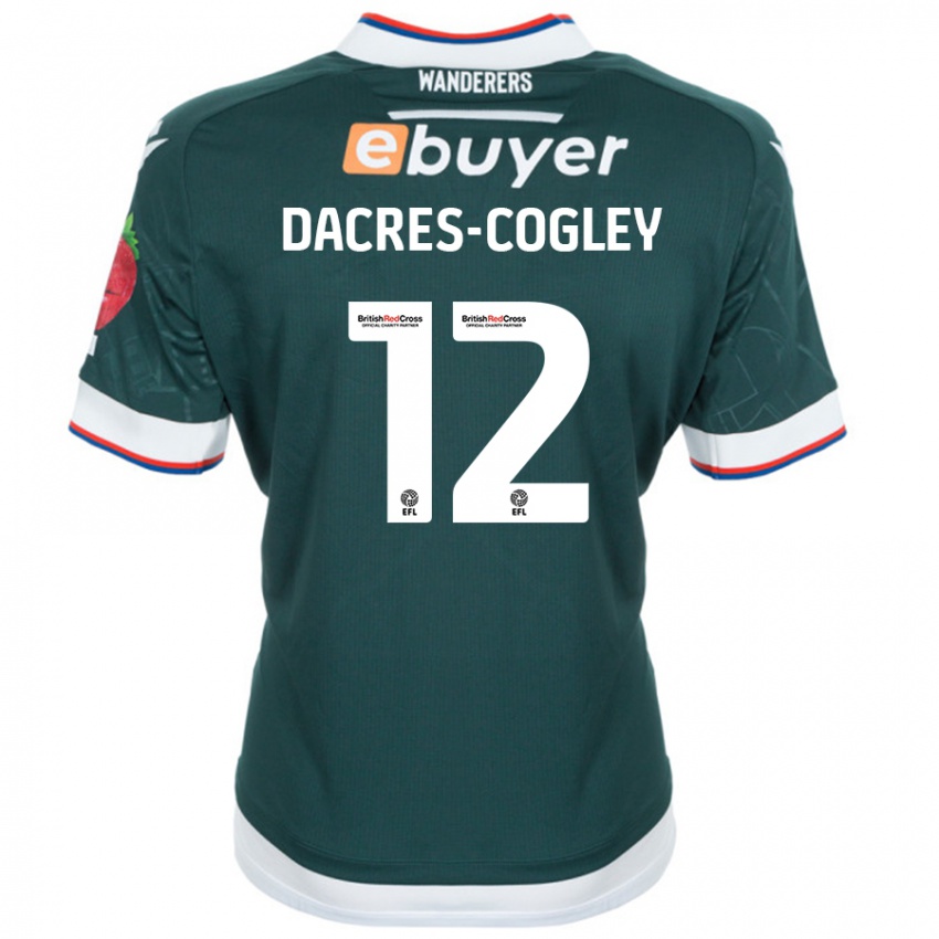 Dzieci Josh Dacres-Cogley #12 Ciemnozielony Wyjazdowa Koszulka 2024/25 Koszulki Klubowe