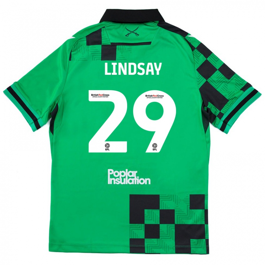 Dzieci Jamie Lindsay #29 Zielony Czarny Wyjazdowa Koszulka 2024/25 Koszulki Klubowe