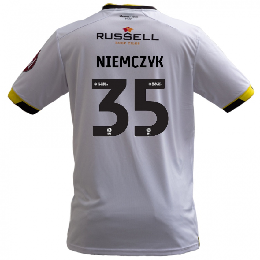 Dzieci Jakub Niemczyk #35 Biały Wyjazdowa Koszulka 2024/25 Koszulki Klubowe