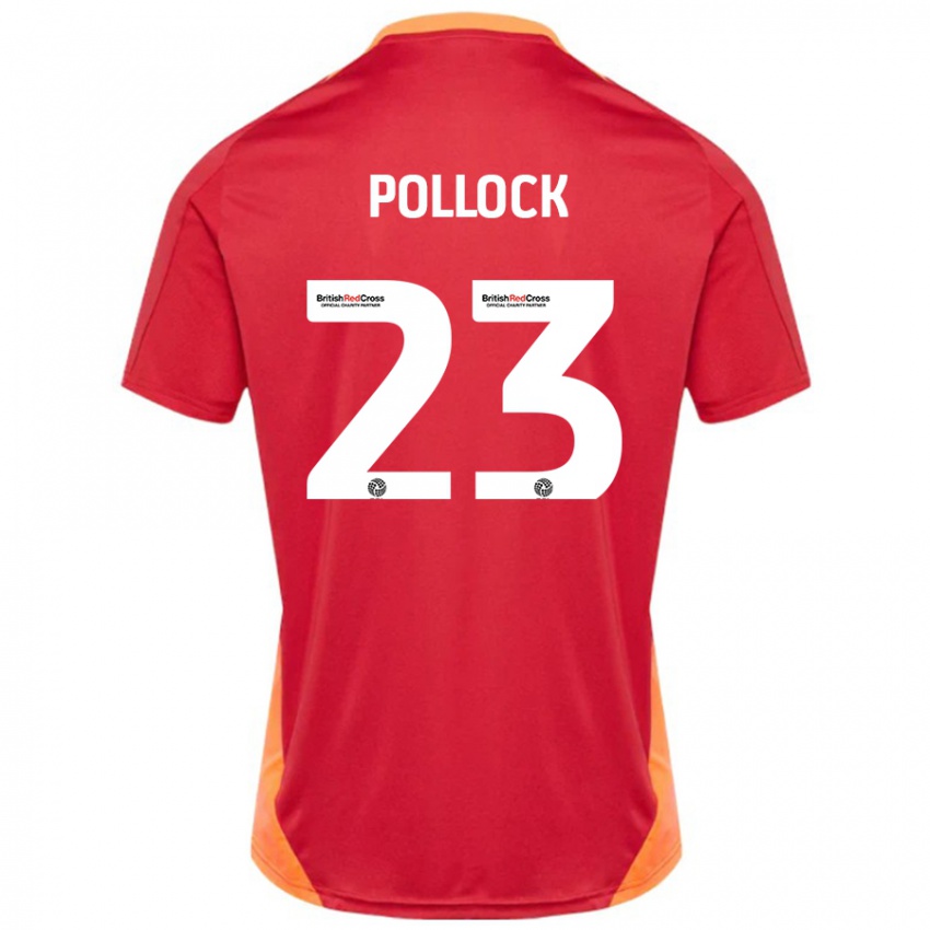 Dzieci Amber Pollock #23 Niebieski Złamana Biel Wyjazdowa Koszulka 2024/25 Koszulki Klubowe