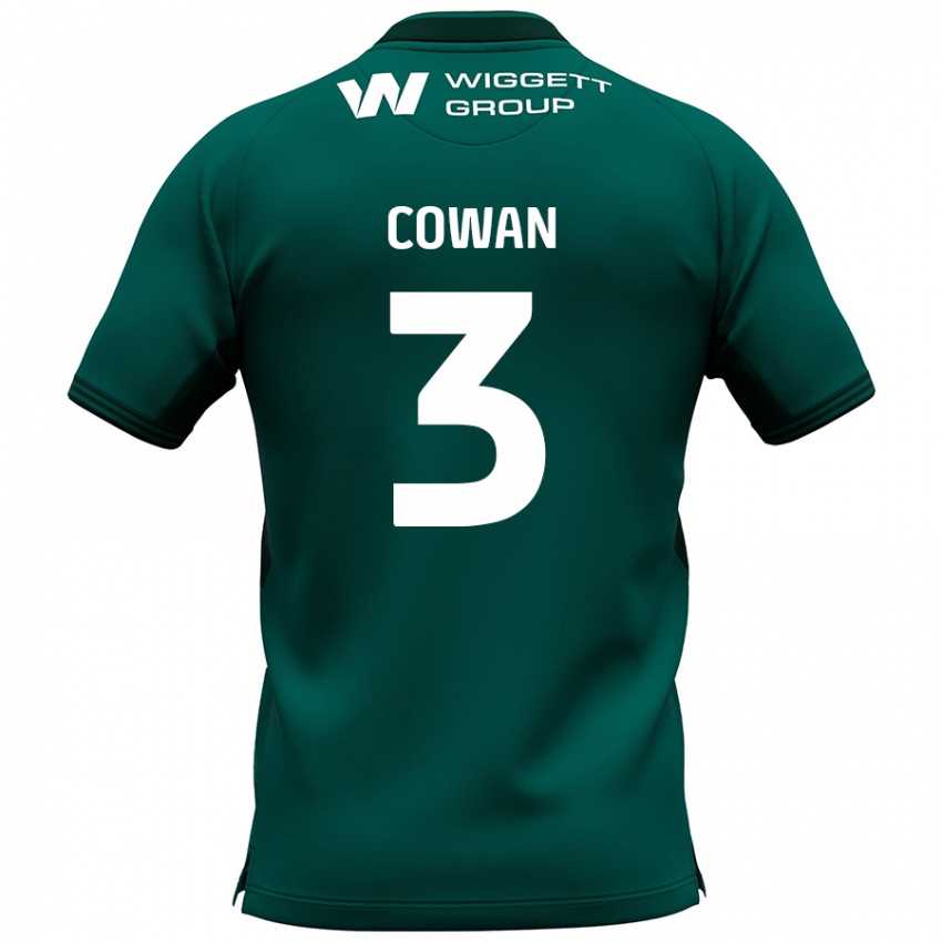 Dzieci Leanne Cowan #3 Zielony Wyjazdowa Koszulka 2024/25 Koszulki Klubowe