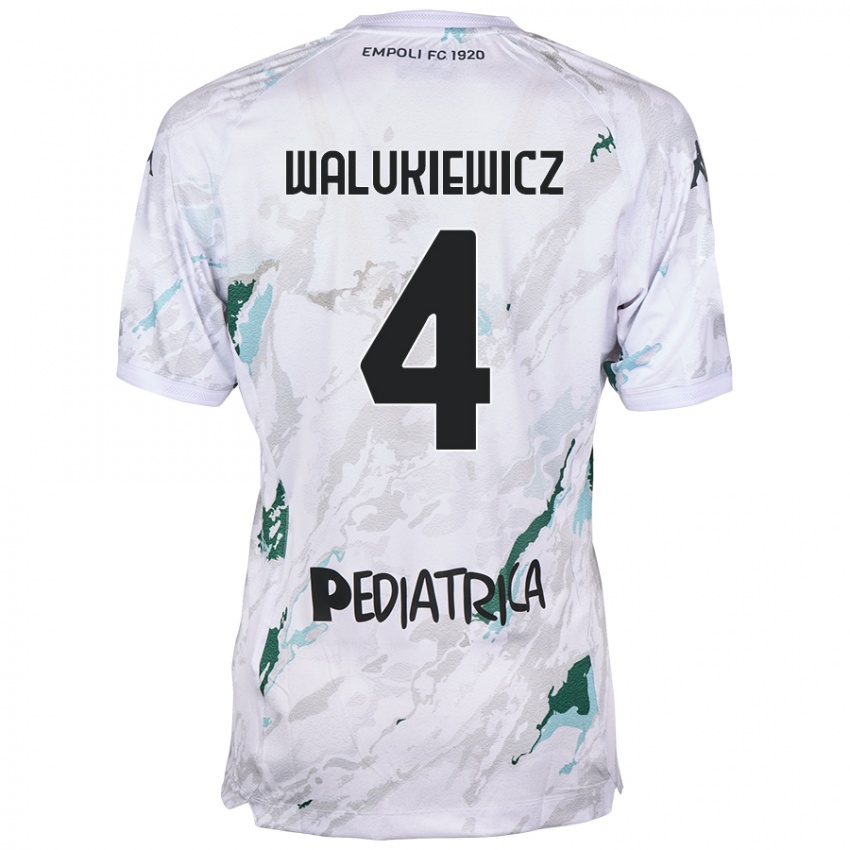 Dzieci Sebastian Walukiewicz #4 Szary Wyjazdowa Koszulka 2024/25 Koszulki Klubowe