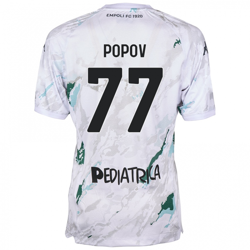 Dzieci Bogdan Popov #77 Szary Wyjazdowa Koszulka 2024/25 Koszulki Klubowe