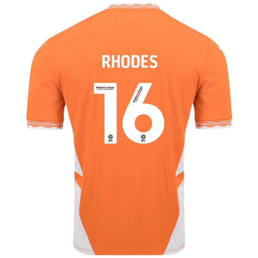 Męski Jordan Rhodes #16 Pomarańczowy Biały Domowa Koszulka 2024/25 Koszulki Klubowe