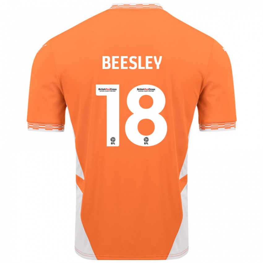 Męski Jake Beesley #18 Pomarańczowy Biały Domowa Koszulka 2024/25 Koszulki Klubowe