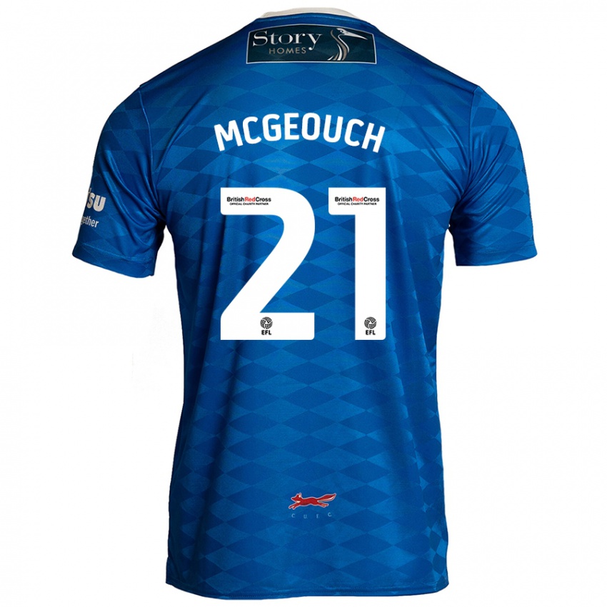 Męski Dylan Mcgeouch #21 Niebieski Domowa Koszulka 2024/25 Koszulki Klubowe