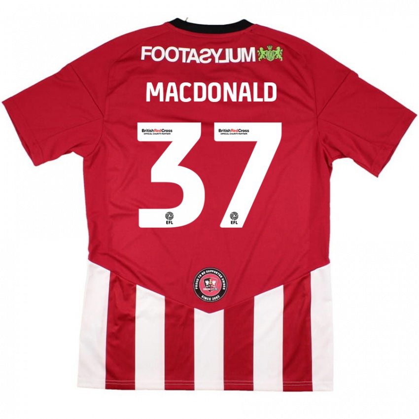 Męski Shaun Macdonald #37 Czerwony Biały Domowa Koszulka 2024/25 Koszulki Klubowe