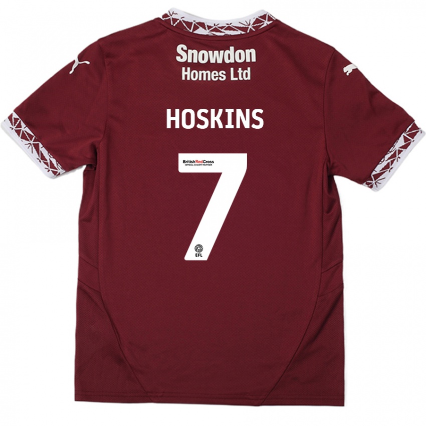 Męski Sam Hoskins #7 Burgundowy Domowa Koszulka 2024/25 Koszulki Klubowe