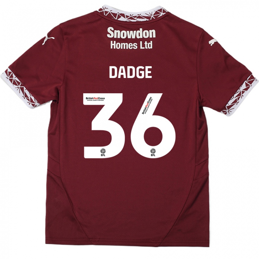 Męski James Dadge #36 Burgundowy Domowa Koszulka 2024/25 Koszulki Klubowe