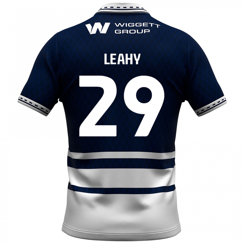 Męski Tom Leahy #29 Granatowy Biały Domowa Koszulka 2024/25 Koszulki Klubowe