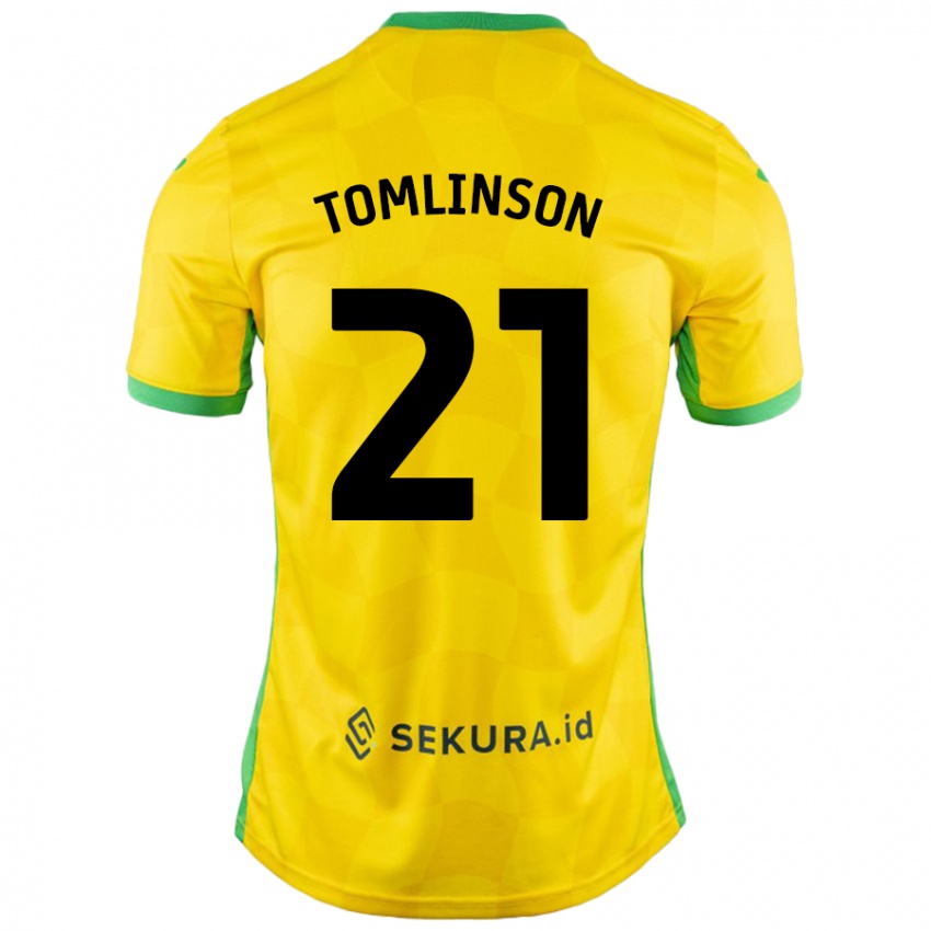 Męski Lauren Tomlinson #21 Żółty Zielony Domowa Koszulka 2024/25 Koszulki Klubowe