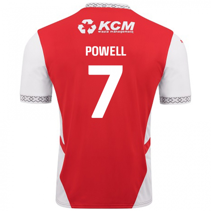 Męski Joe Powell #7 Czerwony Biały Domowa Koszulka 2024/25 Koszulki Klubowe