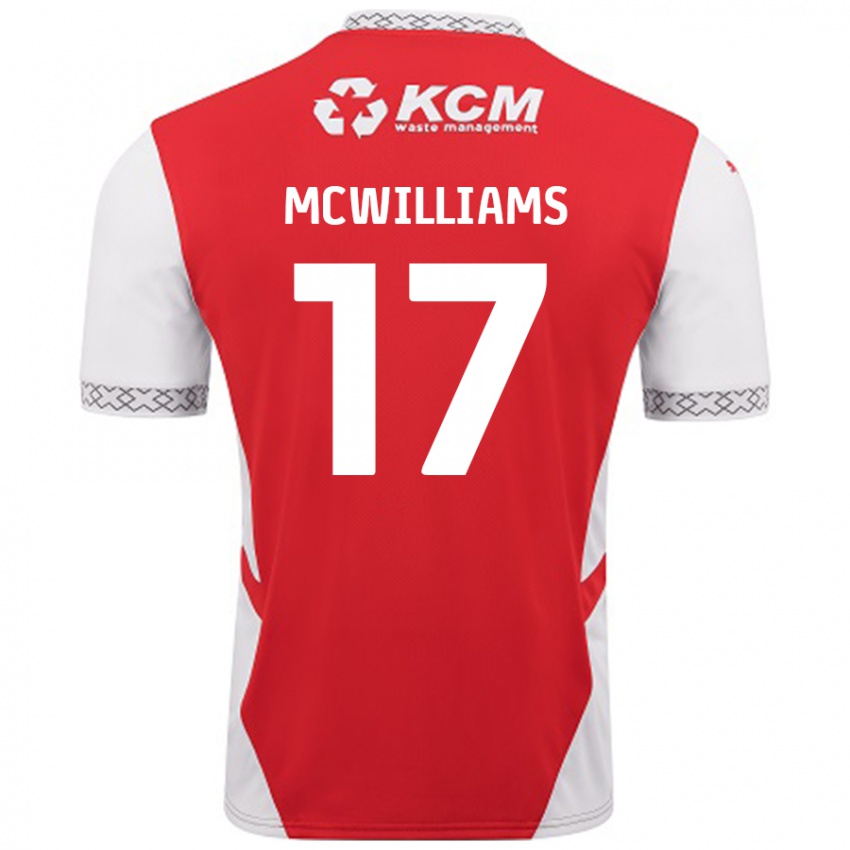 Męski Shaun Mcwilliams #17 Czerwony Biały Domowa Koszulka 2024/25 Koszulki Klubowe