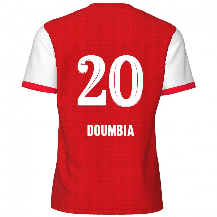 Męski Mahamadou Doumbia #20 Czerwony Biały Domowa Koszulka 2024/25 Koszulki Klubowe