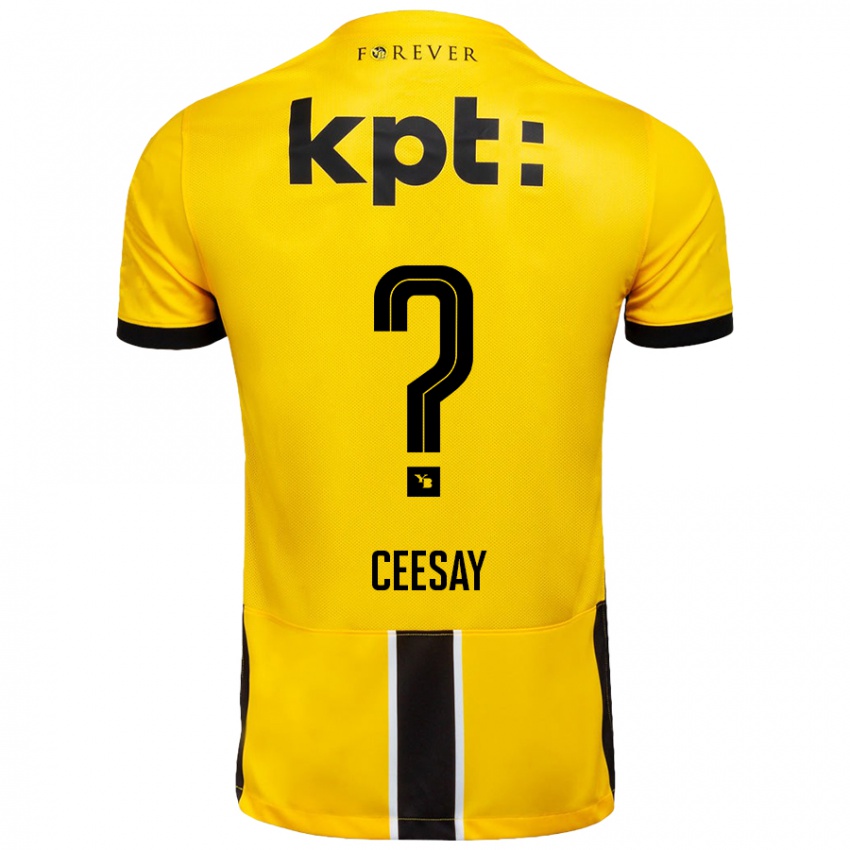 Męski Ebrahim Ceesay #0 Żółto-Czarny Domowa Koszulka 2024/25 Koszulki Klubowe