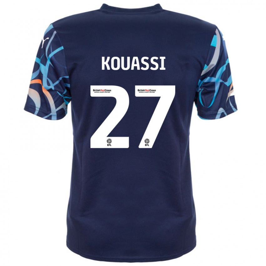 Męski Kylian Kouassi #27 Granatowy Wyjazdowa Koszulka 2024/25 Koszulki Klubowe