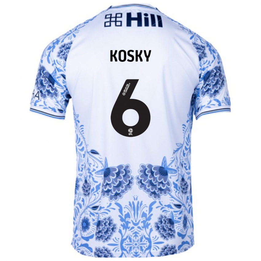 Męski Rachel Kosky #6 Biały Niebieski Wyjazdowa Koszulka 2024/25 Koszulki Klubowe