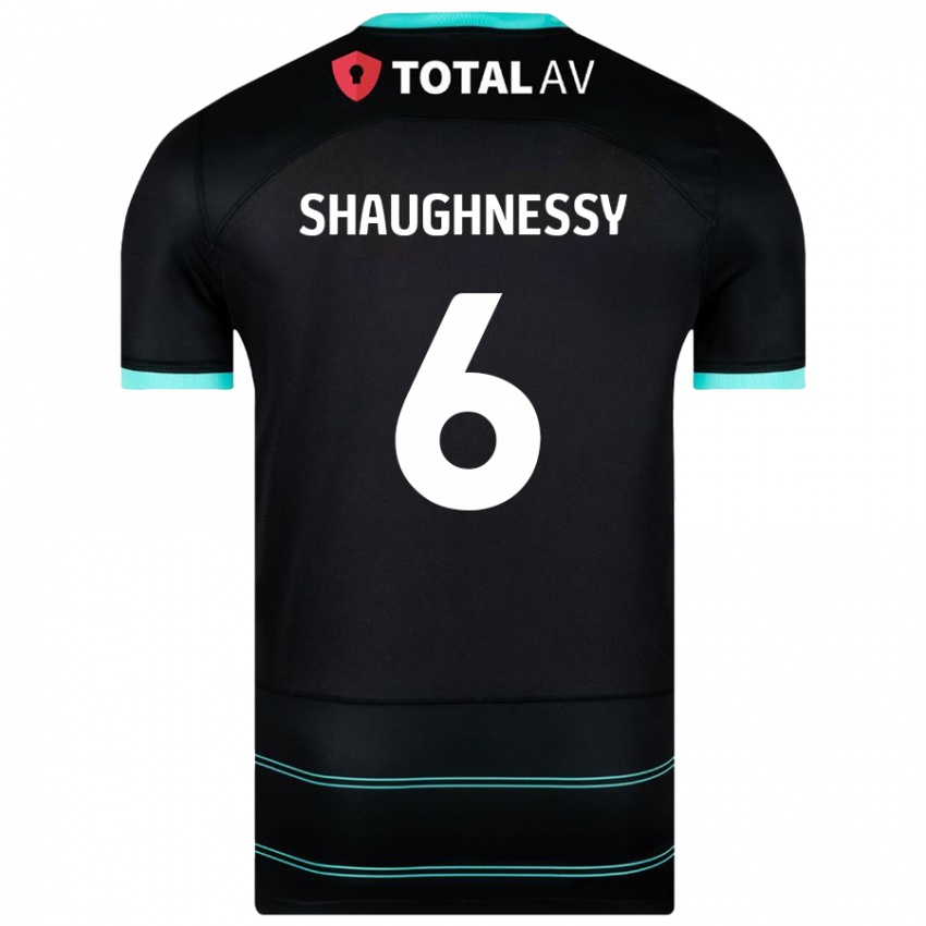 Męski Conor Shaughnessy #6 Czarny Wyjazdowa Koszulka 2024/25 Koszulki Klubowe