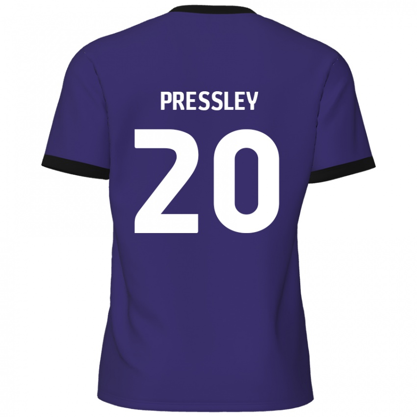 Męski Aaron Pressley #20 Fioletowy Wyjazdowa Koszulka 2024/25 Koszulki Klubowe