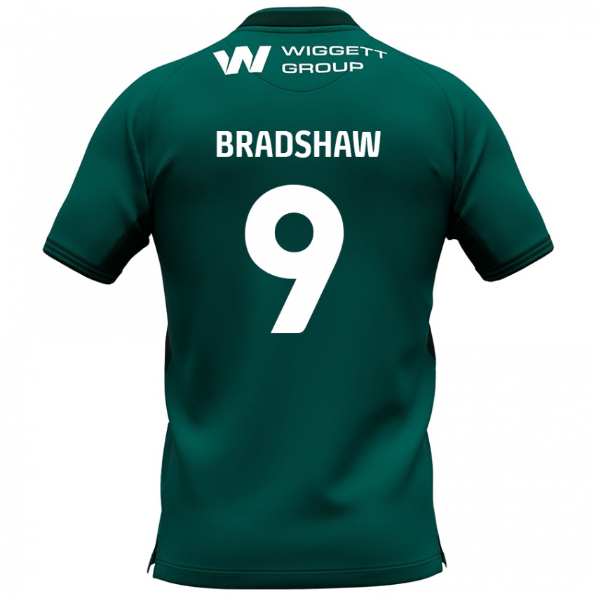 Męski Tom Bradshaw #9 Zielony Wyjazdowa Koszulka 2024/25 Koszulki Klubowe