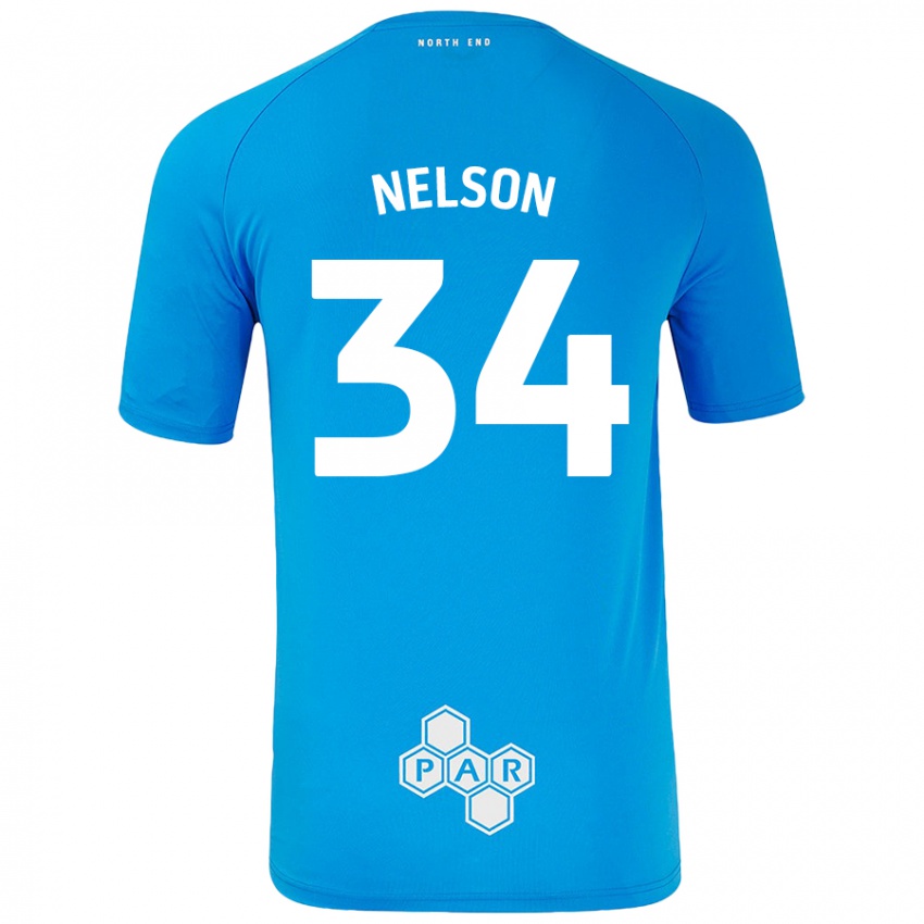 Męski Kitt Nelson #34 Niebieski Wyjazdowa Koszulka 2024/25 Koszulki Klubowe