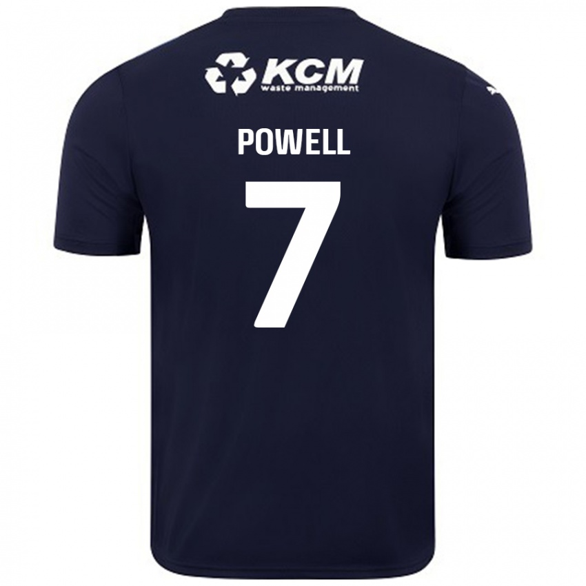 Męski Joe Powell #7 Granatowy Wyjazdowa Koszulka 2024/25 Koszulki Klubowe