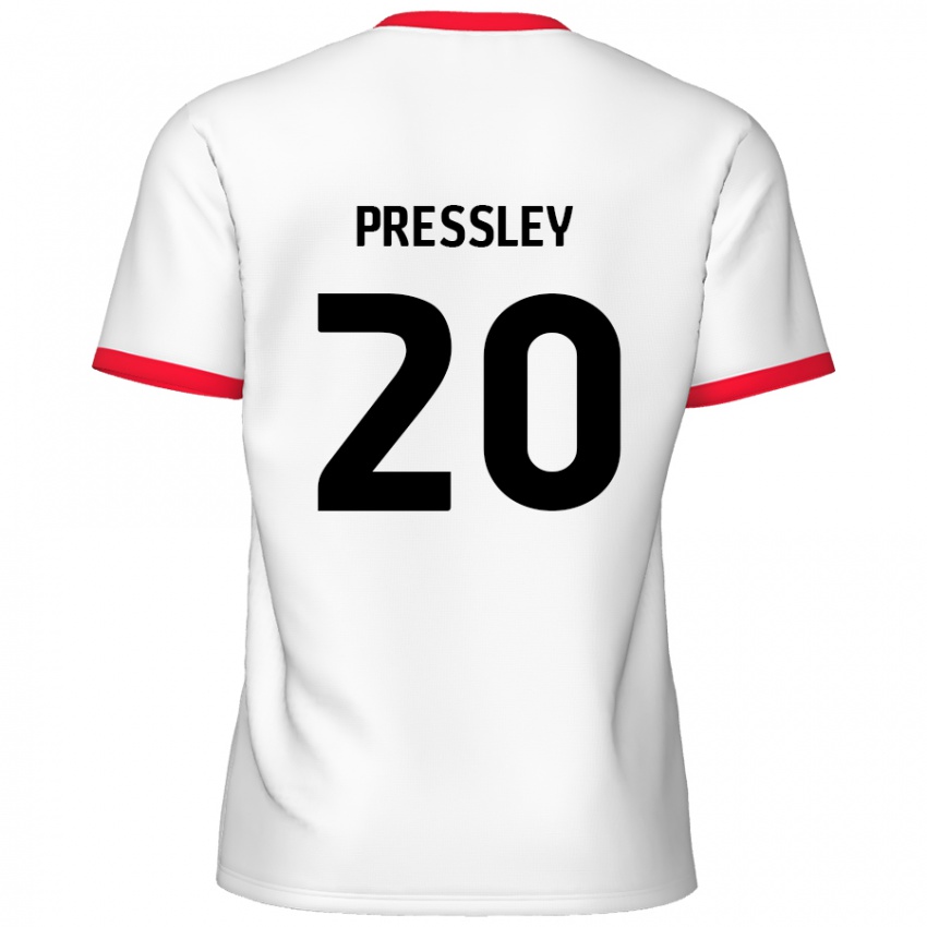 Kobiety Aaron Pressley #20 Biały Czerwony Domowa Koszulka 2024/25 Koszulki Klubowe