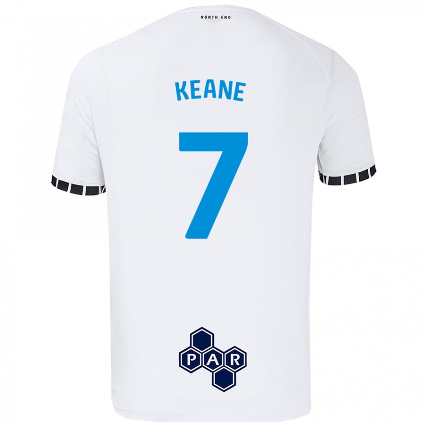 Kobiety Will Keane #7 Biały Domowa Koszulka 2024/25 Koszulki Klubowe